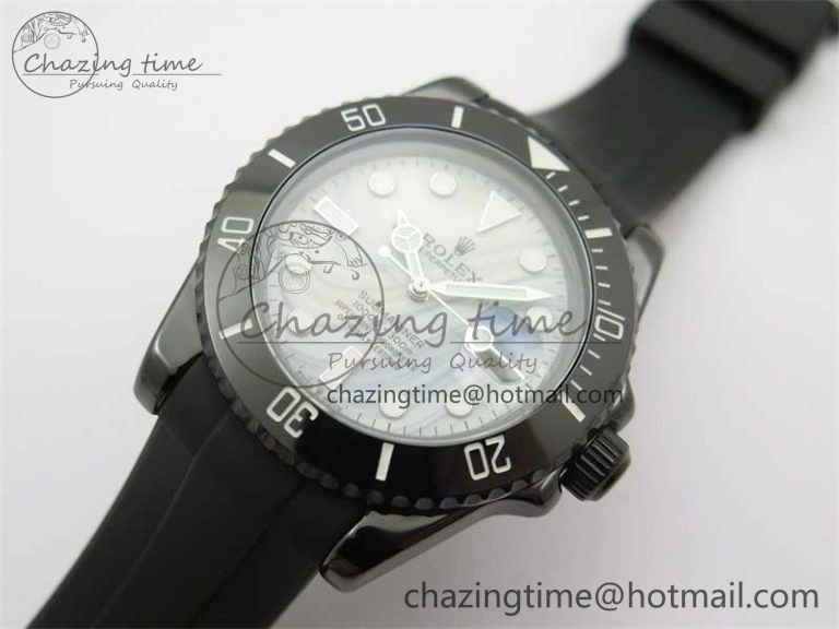 Effortless Submariner 40mm Black Ceramic 5GF Best Edition White Blue Dial on Black Rubber Strap SA 2468