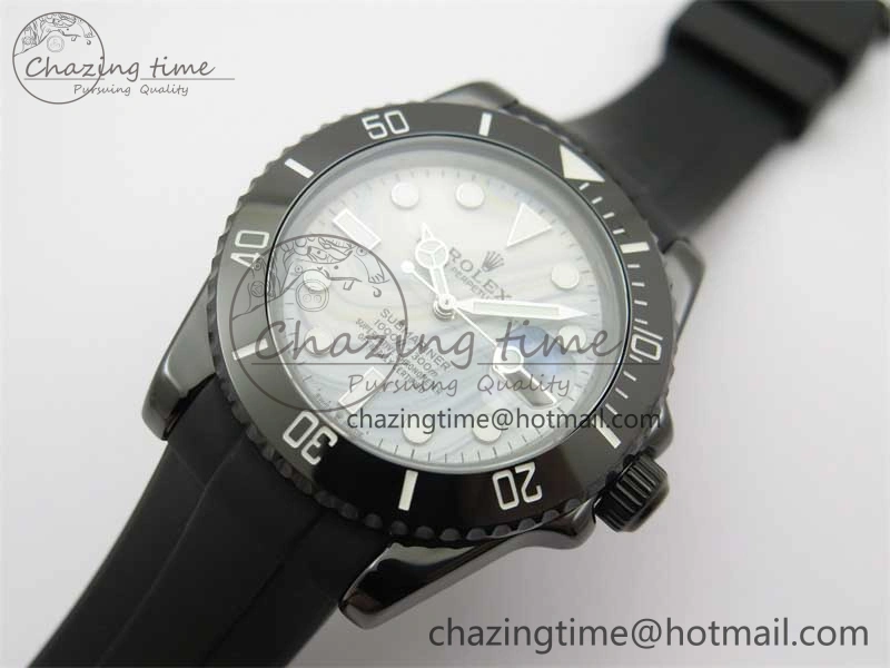 Effortless Submariner 40mm Black Ceramic 5GF Best Edition White Blue Dial on Black Rubber Strap SA 2468