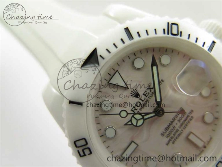 Cozy Submariner 40mm White Ceramic 5GF Best Edition Cream Dial on White Rubber Strap SA 2478