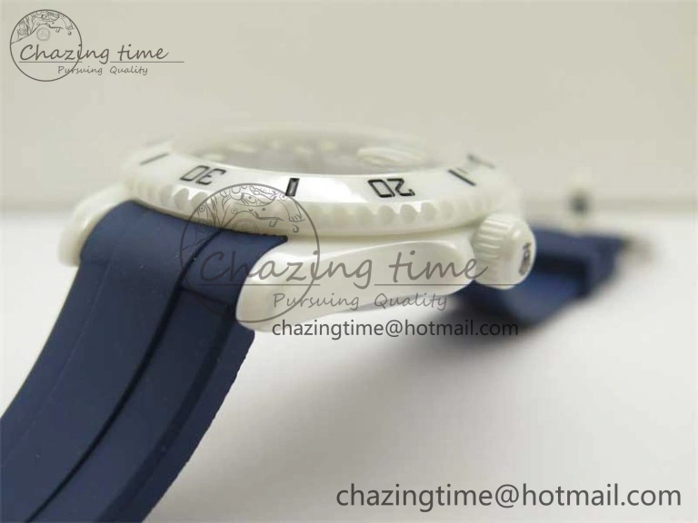 Modern Submariner 40mm White Ceramic 5GF Best Edition Dark Blue Dial on Blue Rubber Strap SA 2486