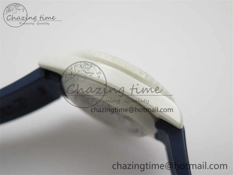 Modern Submariner 40mm White Ceramic 5GF Best Edition Dark Blue Dial on Blue Rubber Strap SA 2486