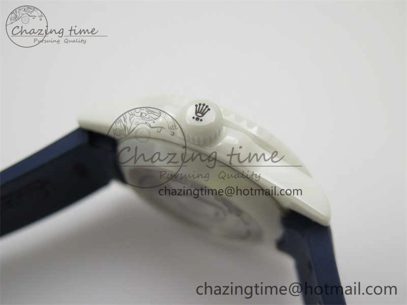 Modern Submariner 40mm White Ceramic 5GF Best Edition Dark Blue Dial on Blue Rubber Strap SA 2486