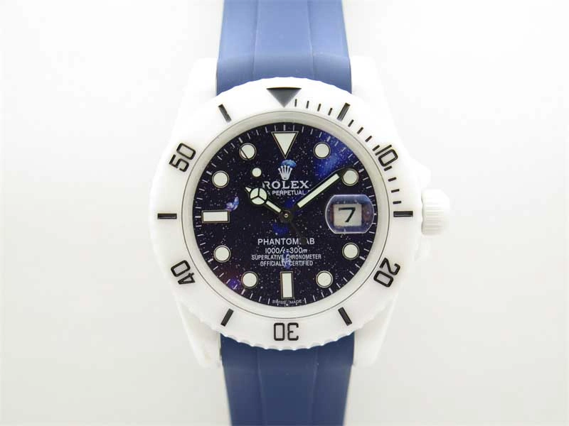 Modern Submariner 40mm White Ceramic 5GF Best Edition Dark Blue Dial on Blue Rubber Strap SA 2486