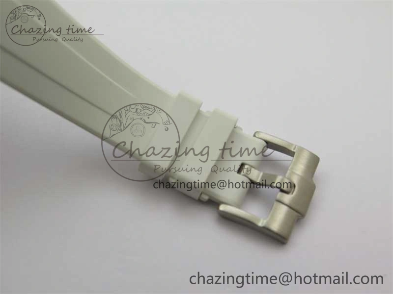 WrinkleFree Submariner 40mm White Ceramic 5GF Best Edition Ice Blue Dial on White Rubber Strap SA 2482