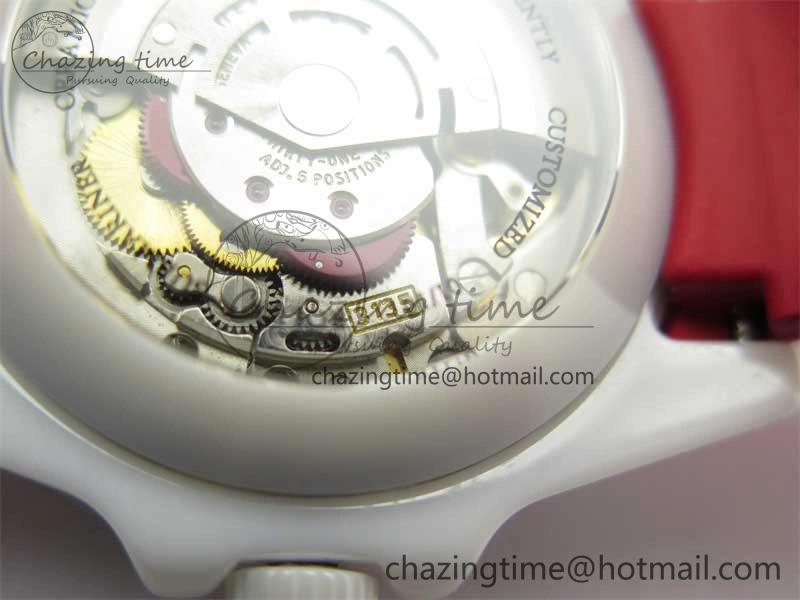 Submariner 40mm White Ceramic 5GF Best Edition White Red Dial on Red Rubber Strap SA Effortless 2485