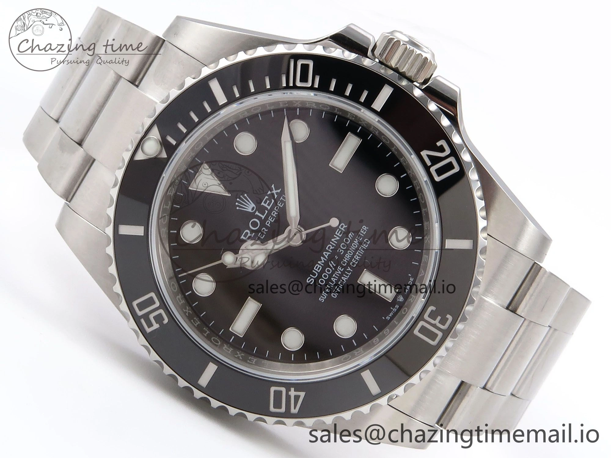 SmartChoice Submariner 41mm 124060 No Date SS EWEF Best Edition Black Dial on SS Bracelet A 965
