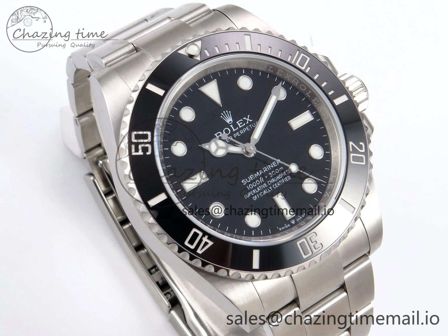SmartChoice Submariner 41mm 124060 No Date SS EWEF Best Edition Black Dial on SS Bracelet A 965
