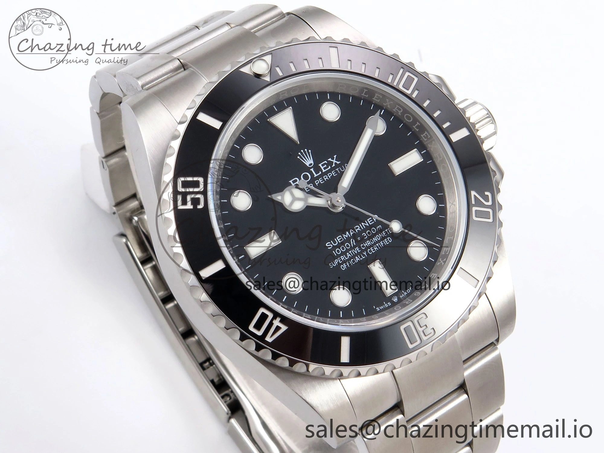 SmartChoice Submariner 41mm 124060 No Date SS EWEF Best Edition Black Dial on SS Bracelet A 965