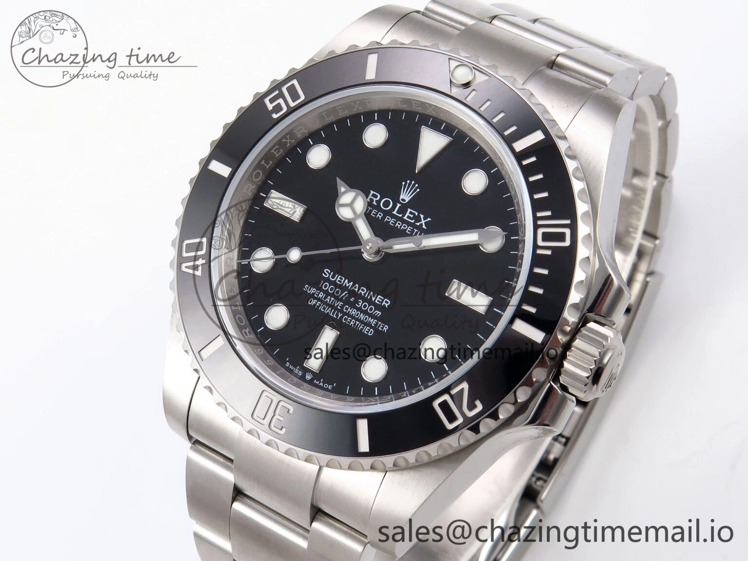 SmartChoice Submariner 41mm 124060 No Date SS EWEF Best Edition Black Dial on SS Bracelet A 965