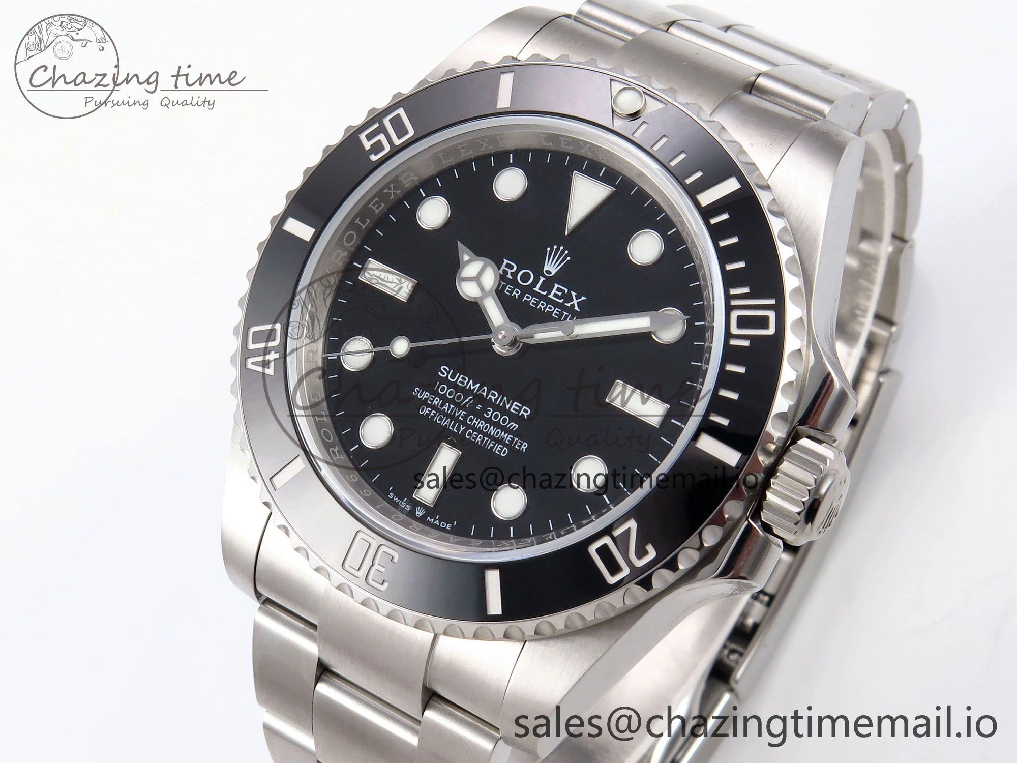 SmartChoice Submariner 41mm 124060 No Date SS EWEF Best Edition Black Dial on SS Bracelet A 965