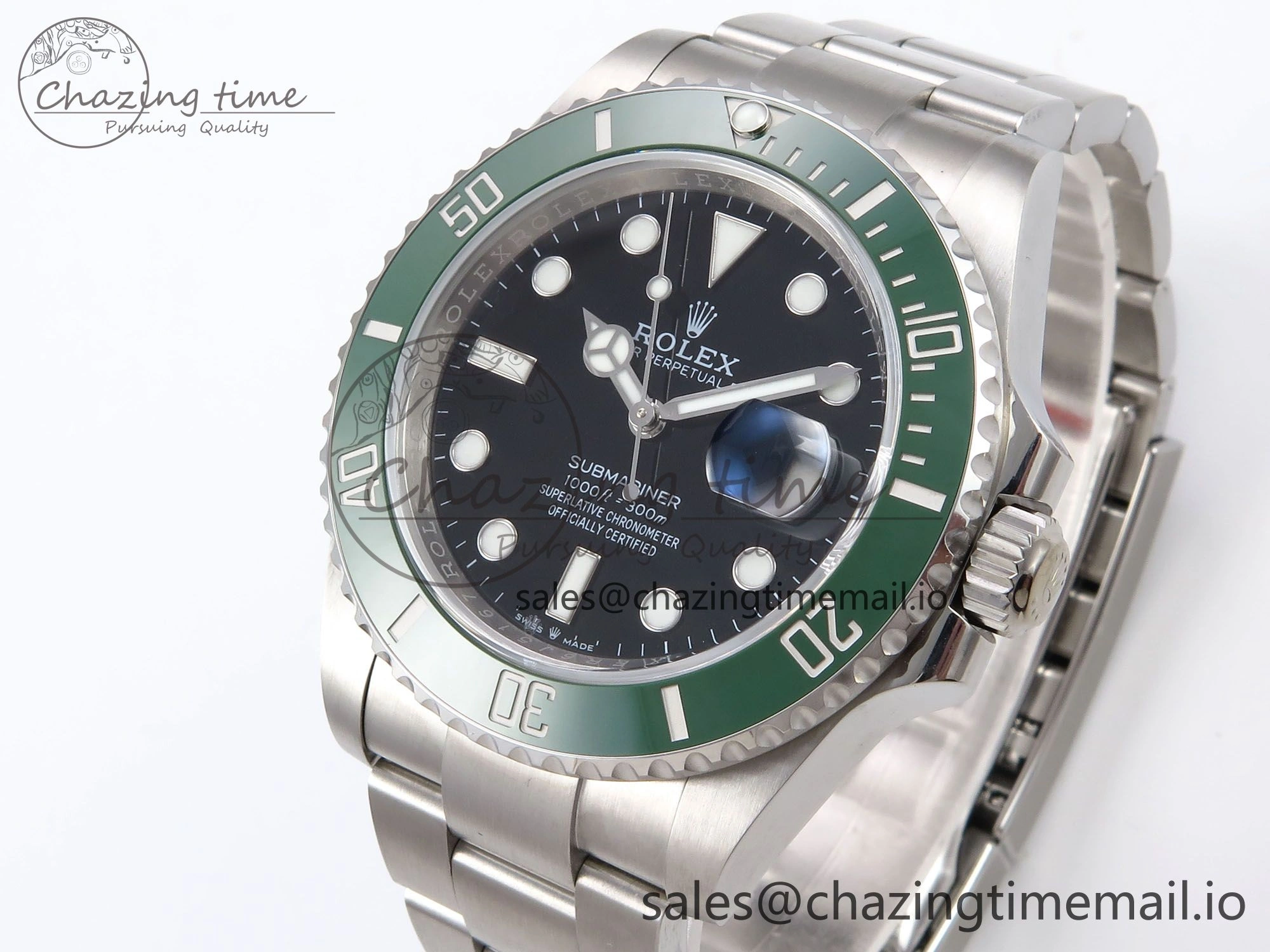 Comfortable Submariner 41mm 126610 LV Green Ceramic EWEF Best Edition on Bracelet SH 1035