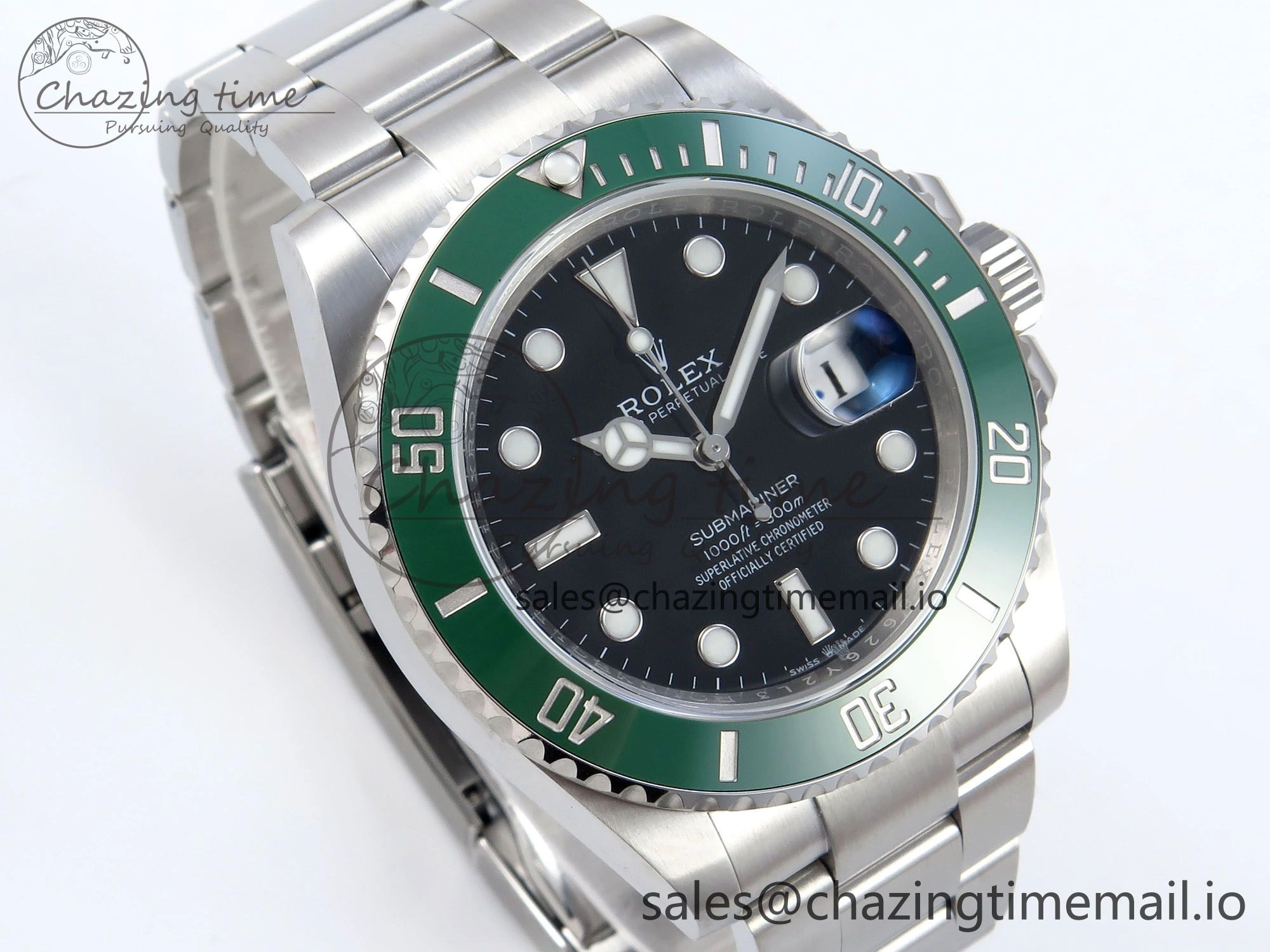 Reliable Submariner 41mm 126610 LV TWSF SS Green Ceramic Black Dial on SS Bracelet SH 290