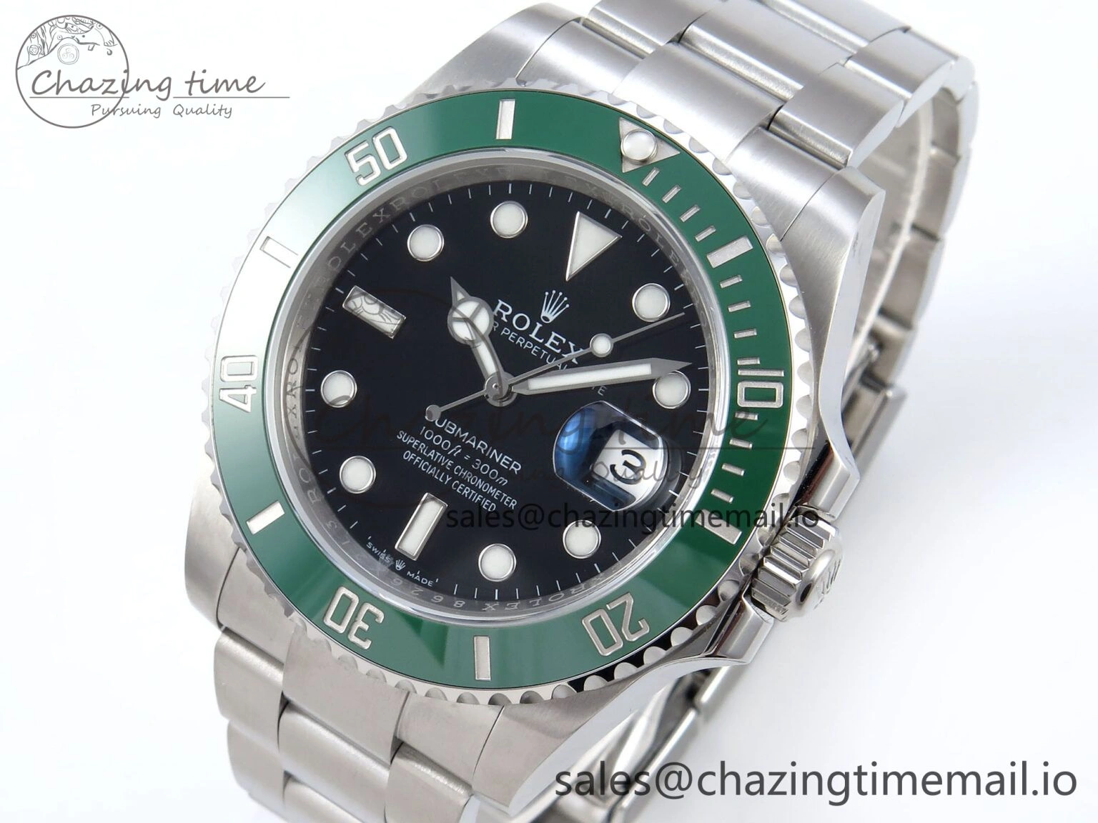 Reliable Submariner 41mm 126610 LV TWSF SS Green Ceramic Black Dial on SS Bracelet SH 290