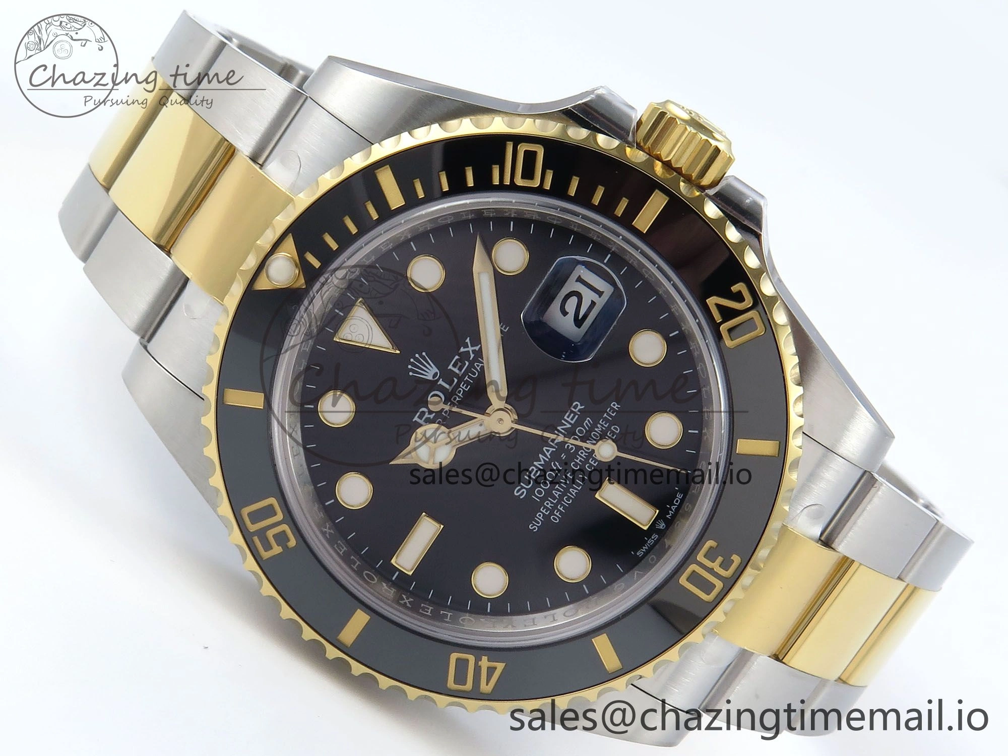 Submariner 41mm 126613 LN THBF 904L Black Ceramic 1:1 Best Edition on SS YG Bracelet SH WrinkleFree 339
