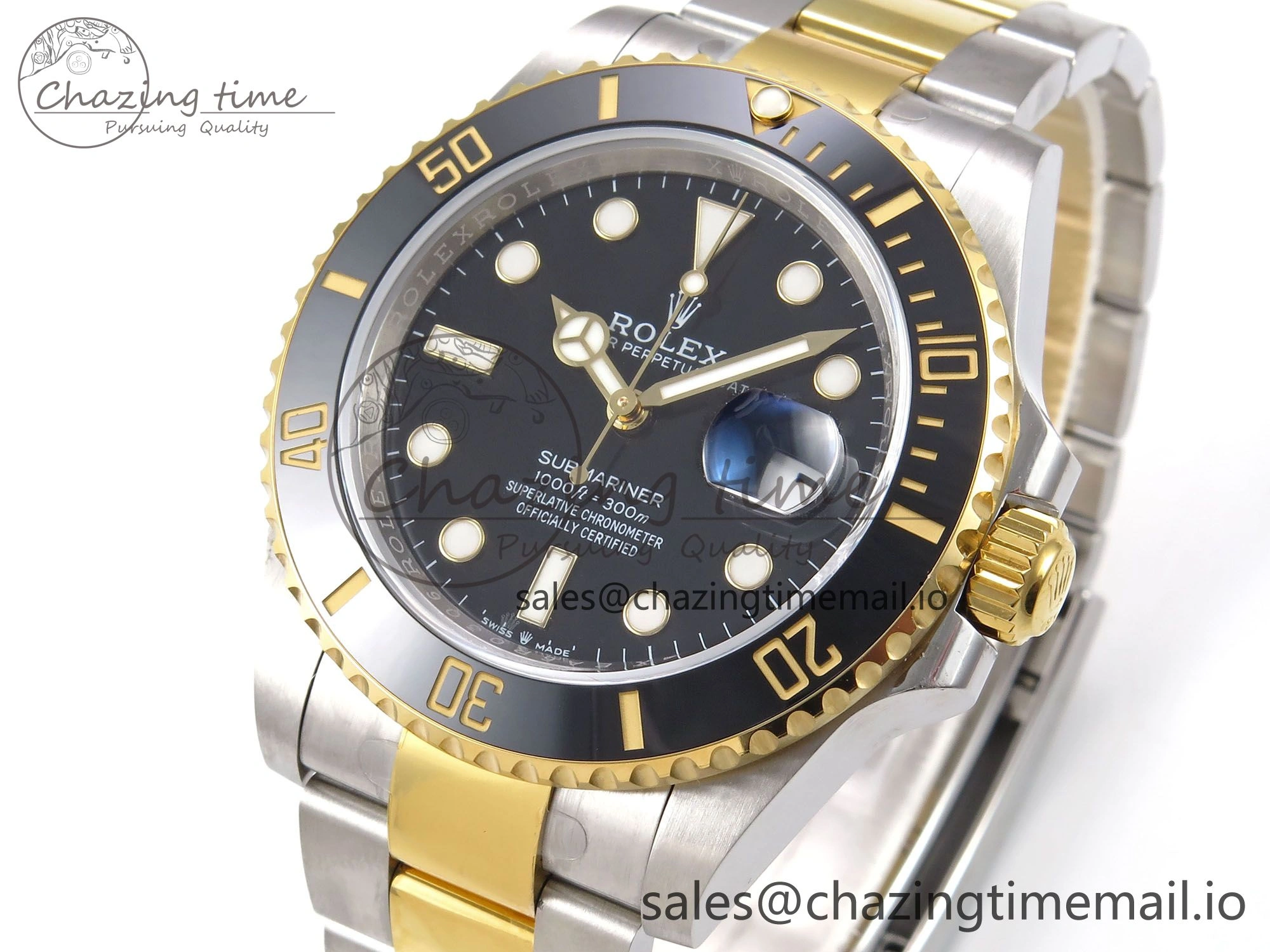 ModernLook Submariner 41mm 126613 LN YG SS EWEF Best Edition Black Dial on YG SS Bracelet A 966