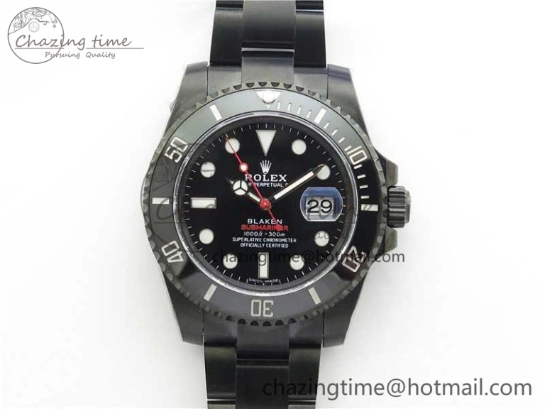 Vibrant Submariner BLAKEN SINGLE RED PVD Noob 1:1 Best Edition Black Dial on PVD Bracelet A2836 V10. 2867