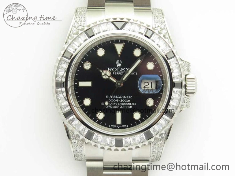 Submariner Black Diamond Bezel SS GSF Best Edition Black Dial On SS Bracelet A Thermal 3270