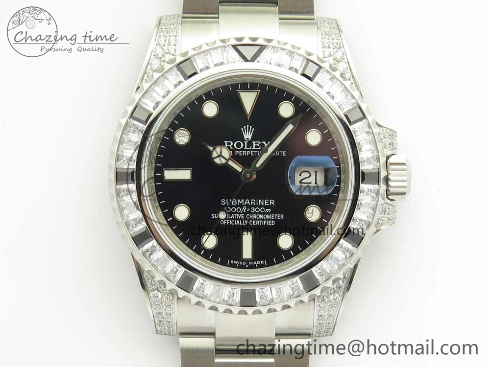 Submariner Black Diamond Bezel SS GSF Best Edition Black Dial On SS Bracelet A Thermal 3270