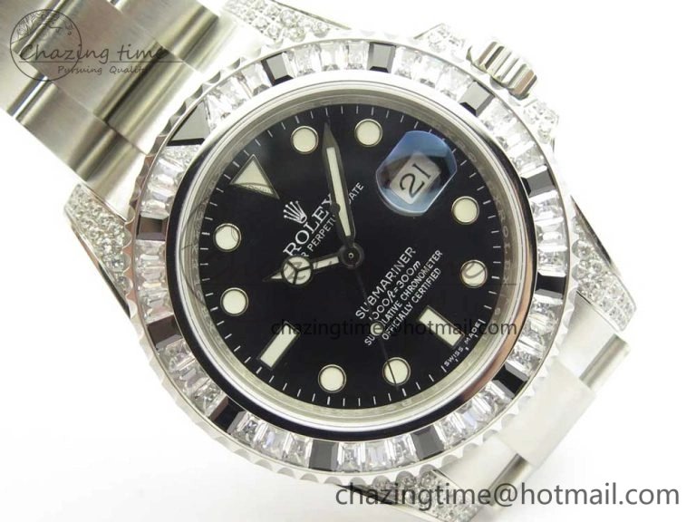 Submariner Black Diamond Bezel SS GSF Best Edition Black Dial On SS Bracelet A Thermal 3270