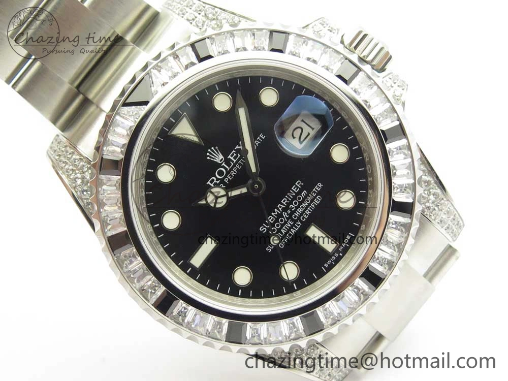 Submariner Black Diamond Bezel SS GSF Best Edition Black Dial On SS Bracelet A Thermal 3270