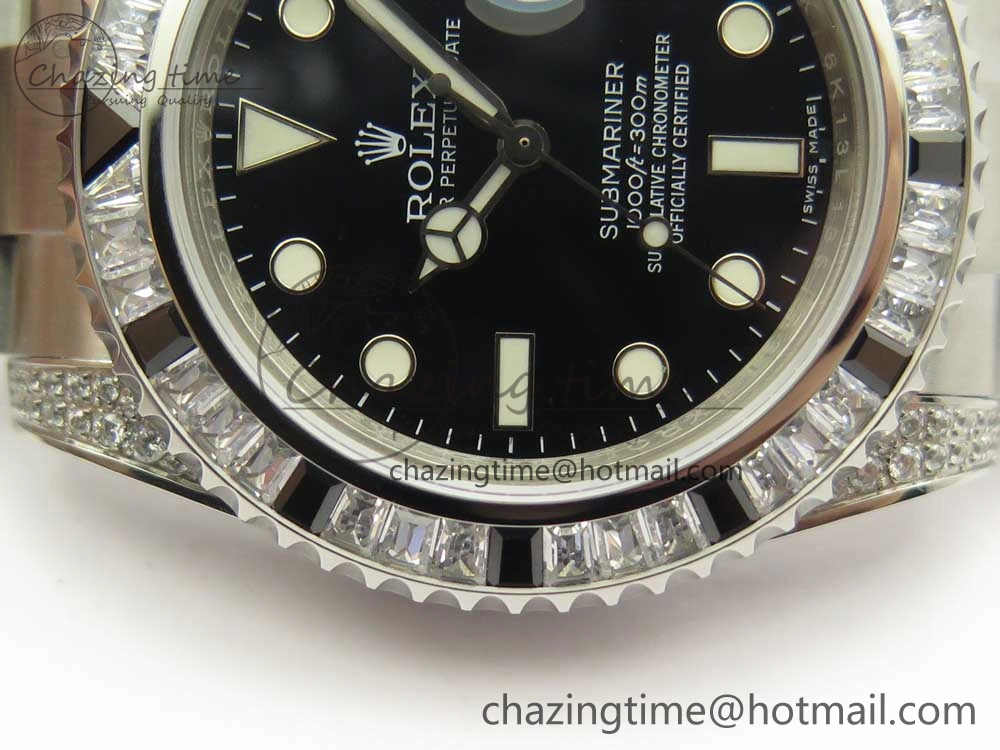 Submariner Black Diamond Bezel SS GSF Best Edition Black Dial On SS Bracelet A Thermal 3270