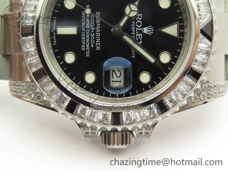 Submariner Black Diamond Bezel SS GSF Best Edition Black Dial On SS Bracelet A Thermal 3270