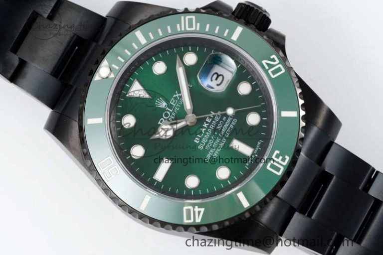 Flexible Submariner Blaken PVD Green Ceramic APSF 1:1 Best Edition on PVD Bracelet VR 2377