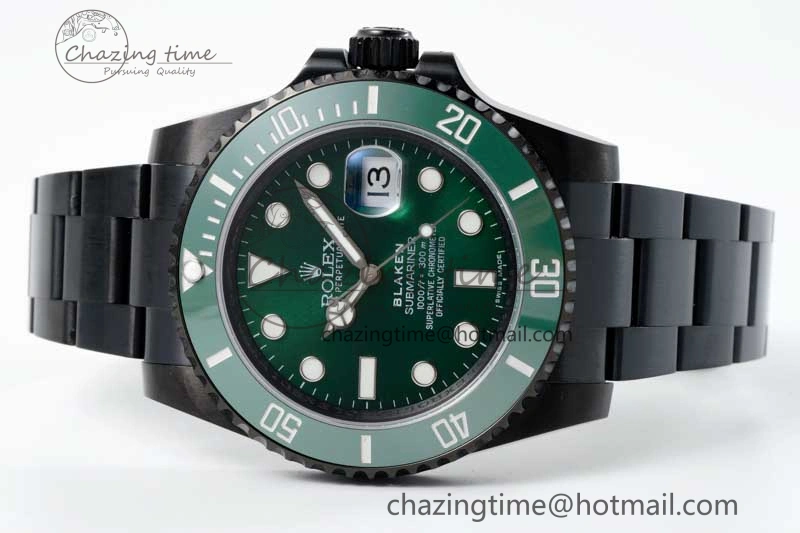 Flexible Submariner Blaken PVD Green Ceramic APSF 1:1 Best Edition on PVD Bracelet VR 2377