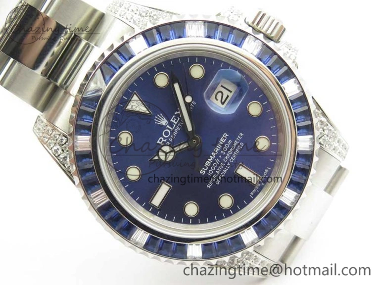 Submariner Blue Diamond Bezel SS GSF Best Edition Blue Dial On SS Bracelet A WaterResistant 3269