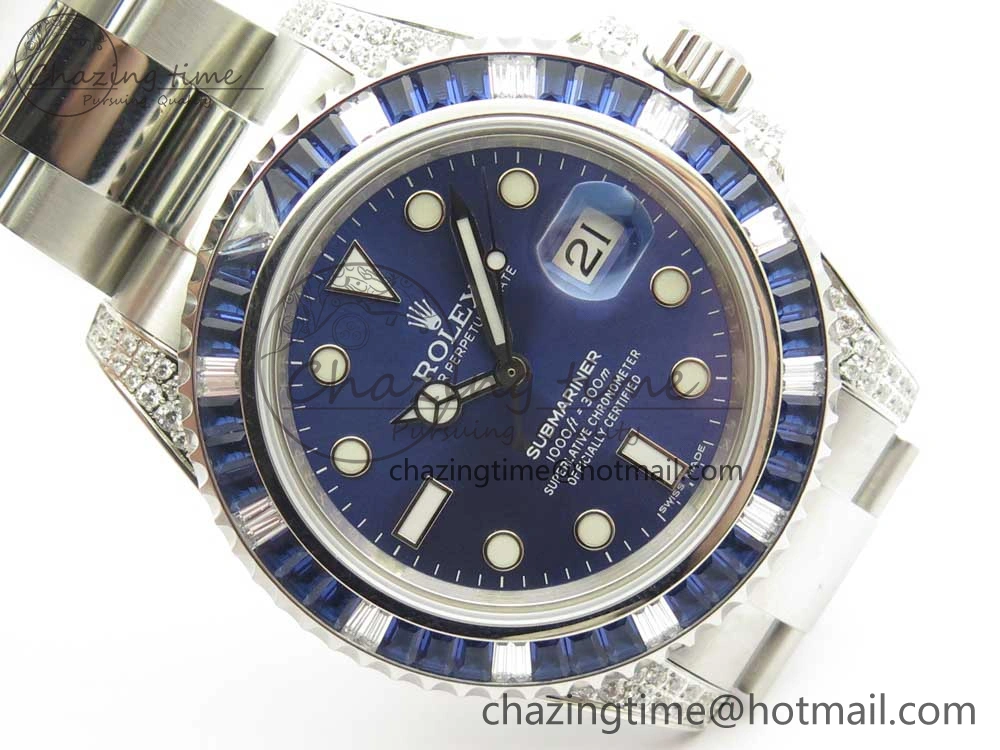 Submariner Blue Diamond Bezel SS GSF Best Edition Blue Dial On SS Bracelet A WaterResistant 3269