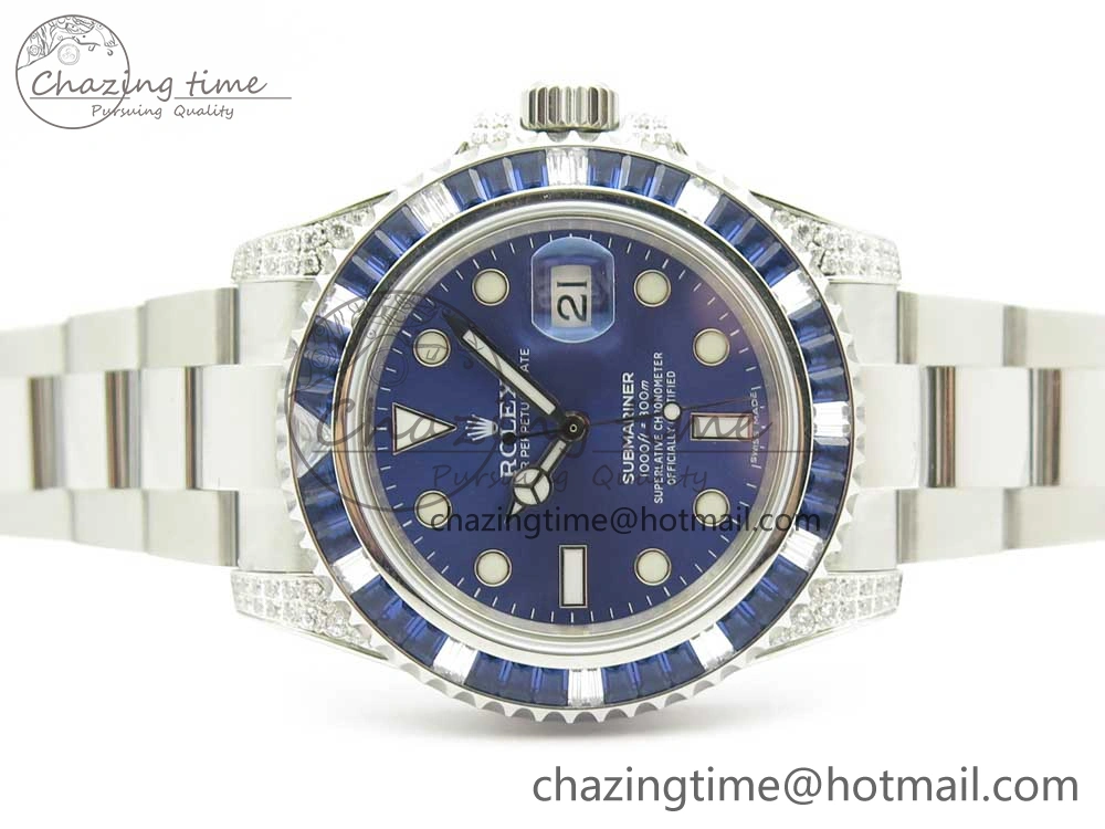 Submariner Blue Diamond Bezel SS GSF Best Edition Blue Dial On SS Bracelet A WaterResistant 3269