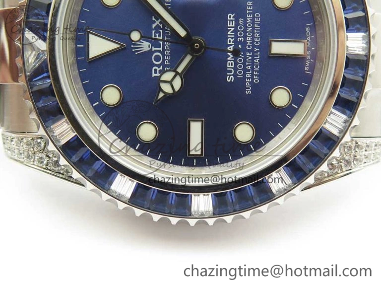 Submariner Blue Diamond Bezel SS GSF Best Edition Blue Dial On SS Bracelet A WaterResistant 3269