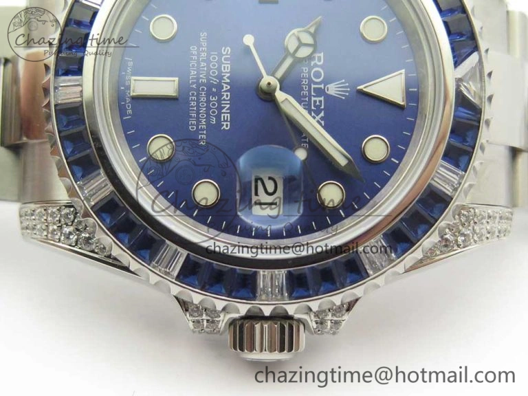 Submariner Blue Diamond Bezel SS GSF Best Edition Blue Dial On SS Bracelet A WaterResistant 3269