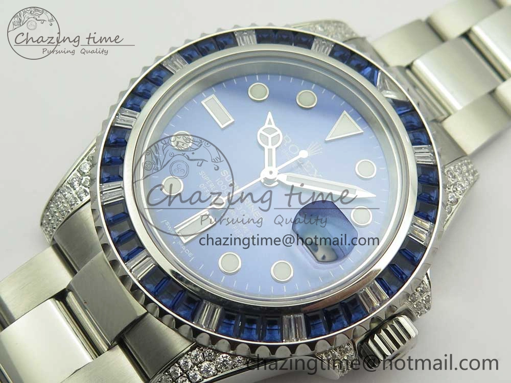 Submariner Blue Diamond Bezel SS GSF Best Edition Blue Dial On SS Bracelet A WaterResistant 3269