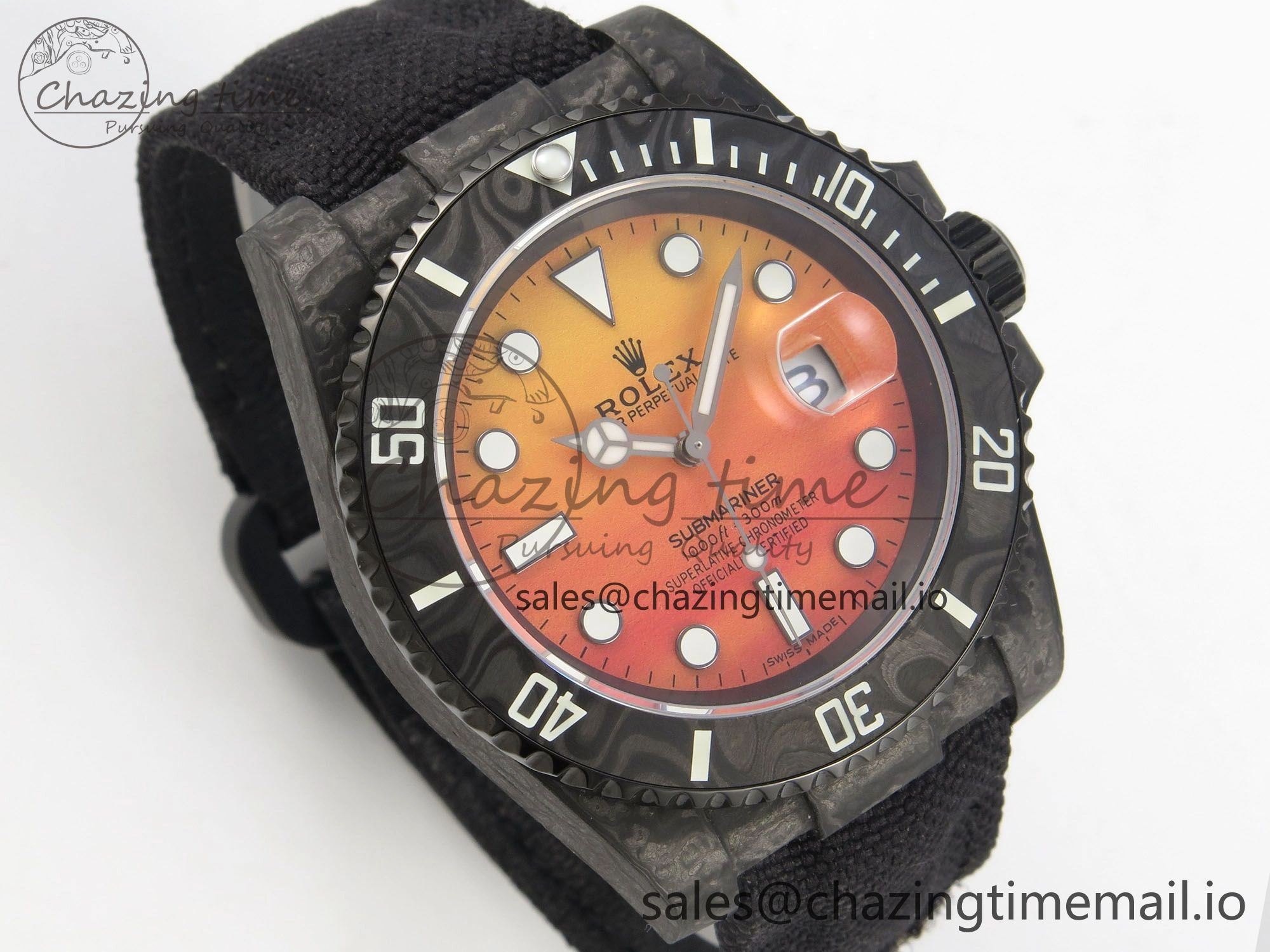 Submariner DIW Black Carbon MPF Best Edition Orange Dial On Black Nylon Strap SA EasyMatch 315
