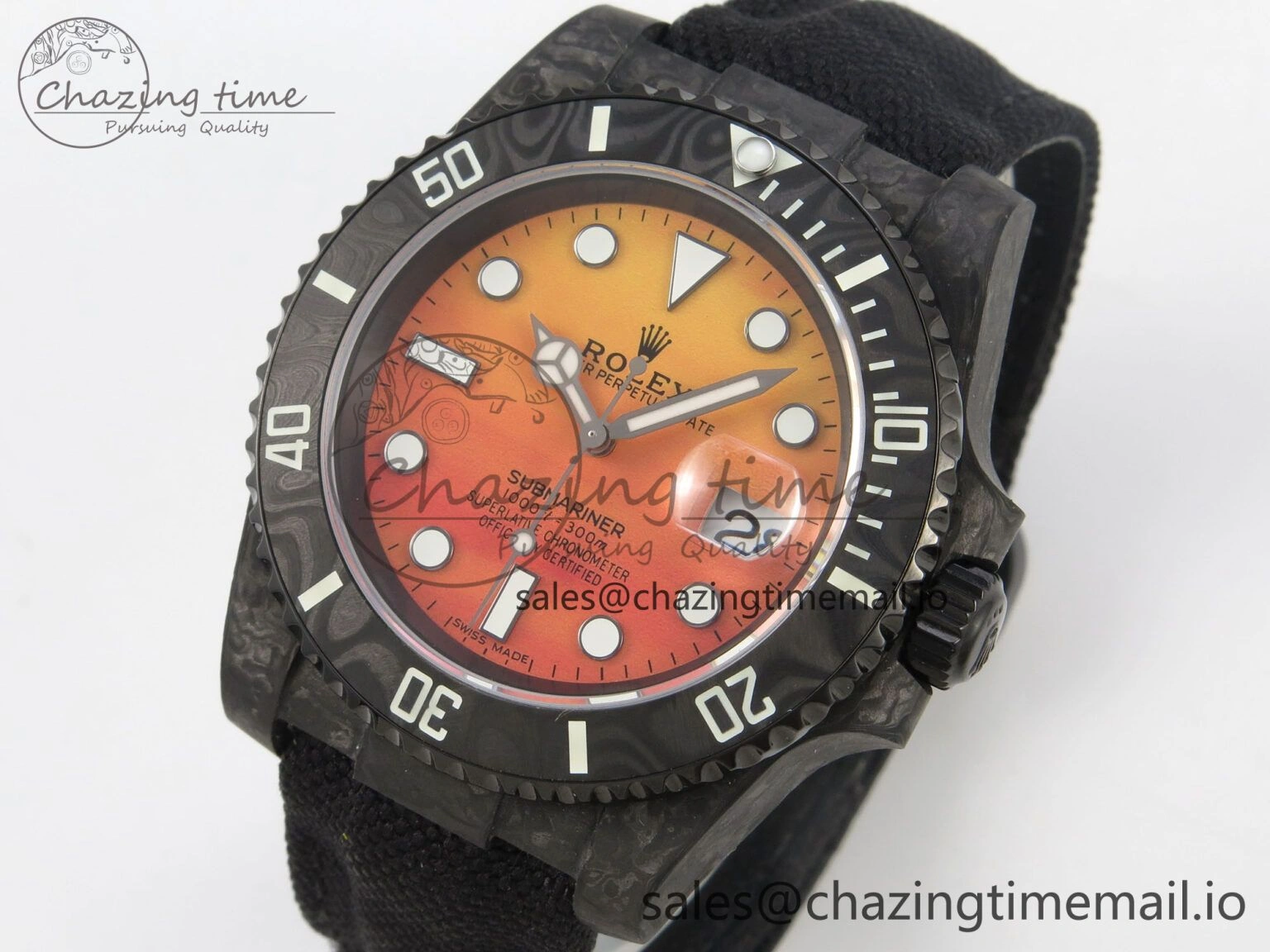 Submariner DIW Black Carbon MPF Best Edition Orange Dial On Black Nylon Strap SA EasyMatch 315