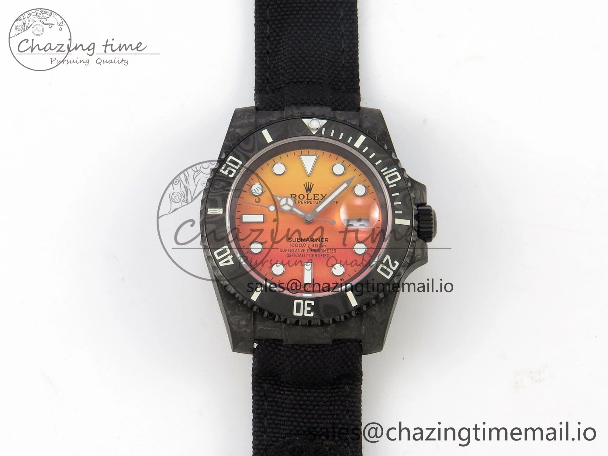 Submariner DIW Black Carbon MPF Best Edition Orange Dial On Black Nylon Strap SA EasyMatch 315