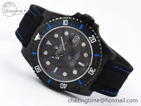 Stylish Submariner DIW Carbon IPKF 1:1 Best Edition Black Blue Dial on Black Nylon Strap VR 1653