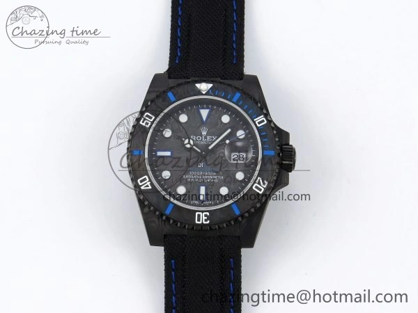 Stylish Submariner DIW Carbon IPKF 1:1 Best Edition Black Blue Dial on Black Nylon Strap VR 1653
