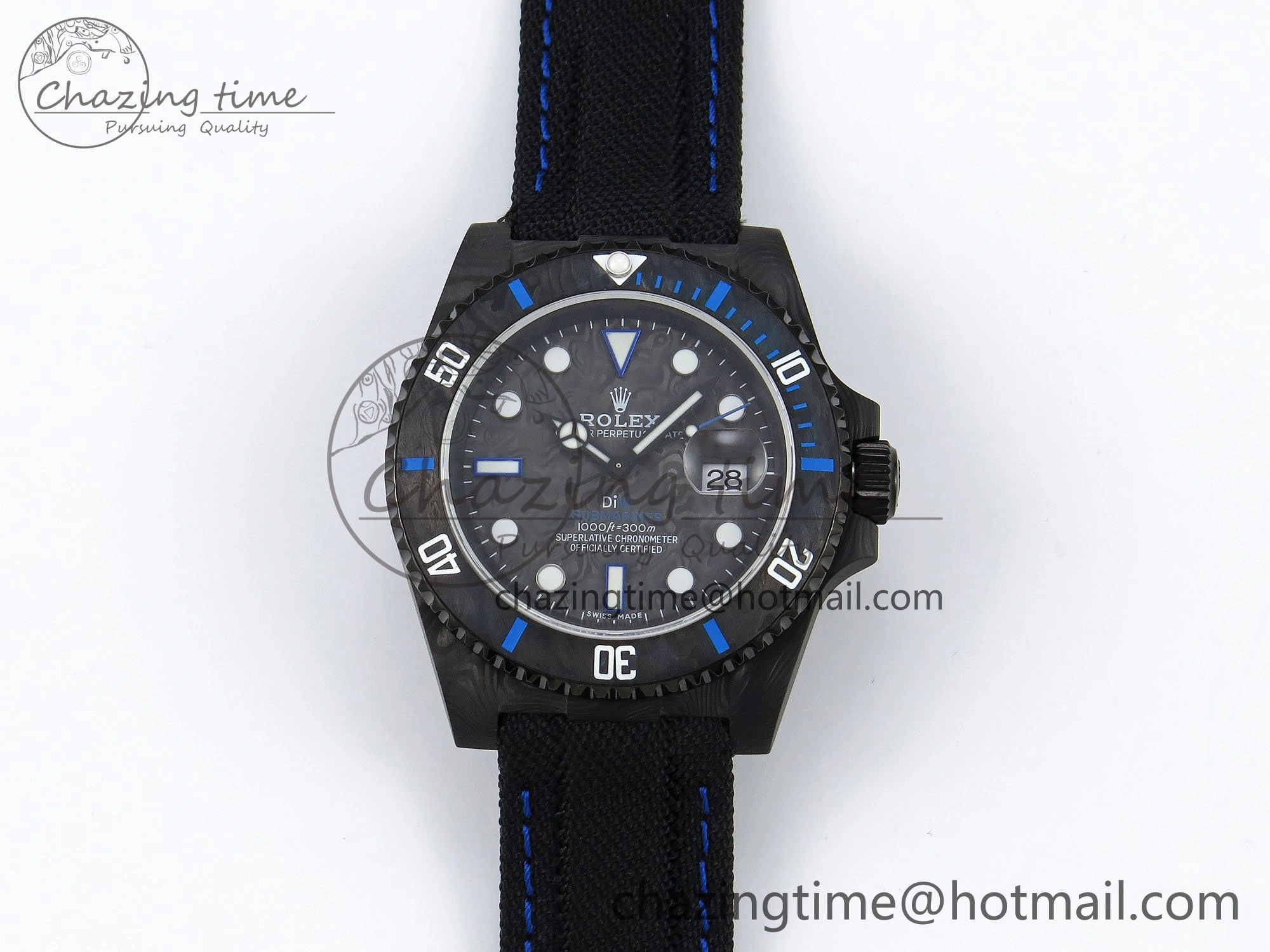 Stylish Submariner DIW Carbon IPKF 1:1 Best Edition Black Blue Dial on Black Nylon Strap VR 1653