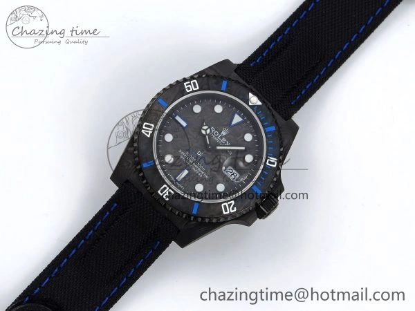 Stylish Submariner DIW Carbon IPKF 1:1 Best Edition Black Blue Dial on Black Nylon Strap VR 1653