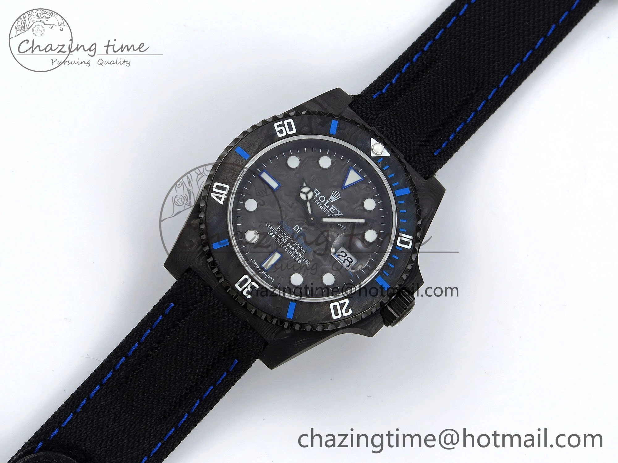 Stylish Submariner DIW Carbon IPKF 1:1 Best Edition Black Blue Dial on Black Nylon Strap VR 1653