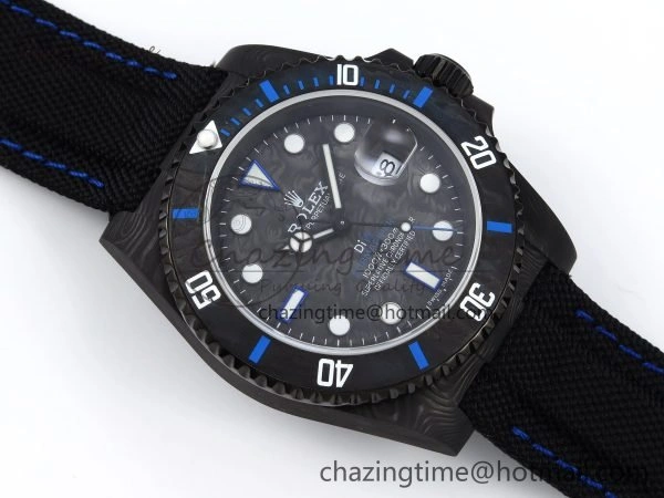 Stylish Submariner DIW Carbon IPKF 1:1 Best Edition Black Blue Dial on Black Nylon Strap VR 1653