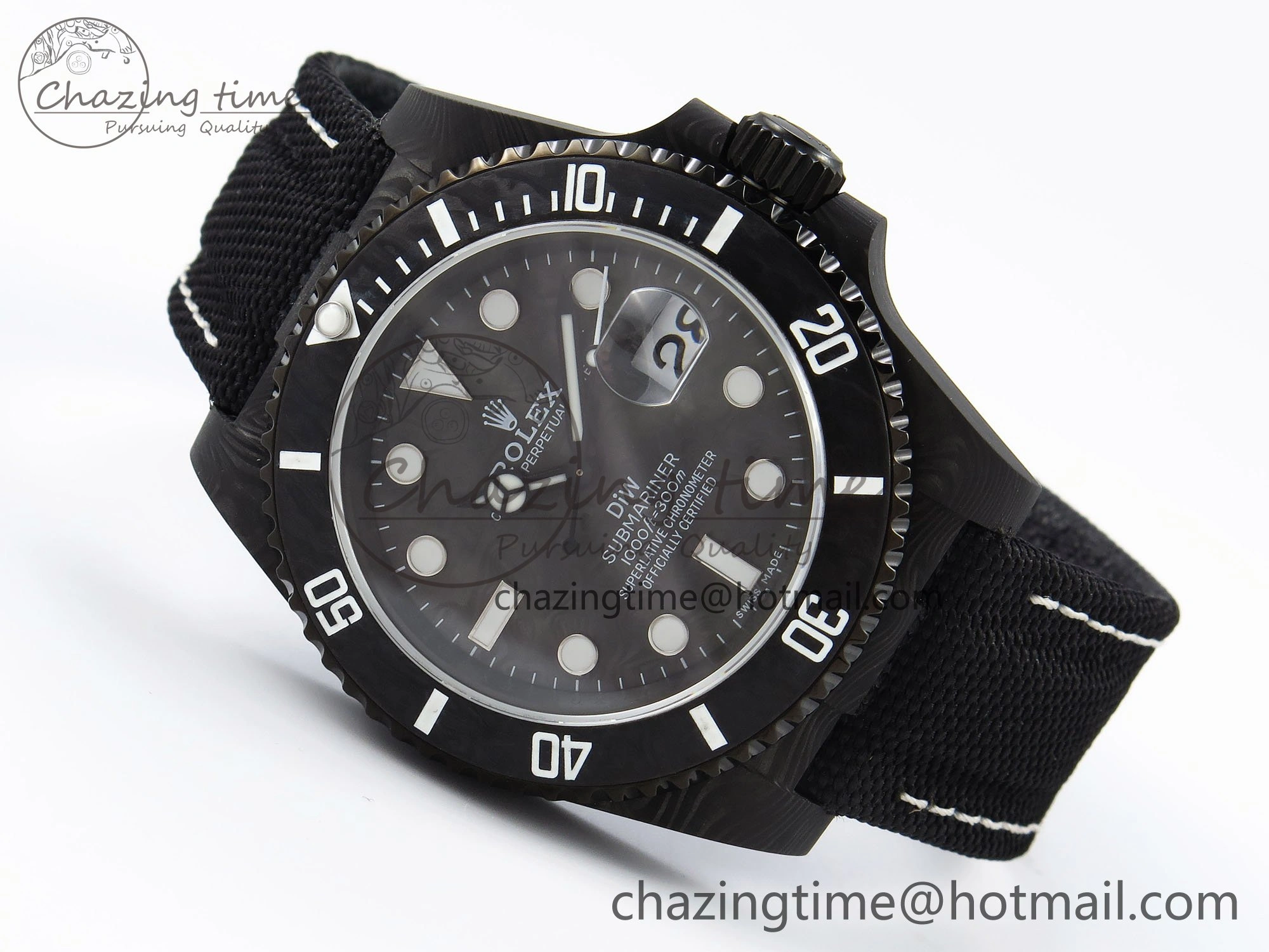 Submariner DIW Carbon IPKF 1:1 Best Edition Black White Dial on Black Nylon Strap VR Affordable 1652