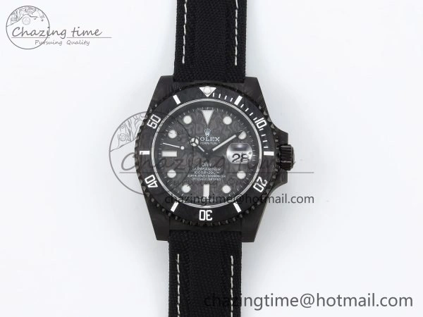 Submariner DIW Carbon IPKF 1:1 Best Edition Black White Dial on Black Nylon Strap VR Affordable 1652