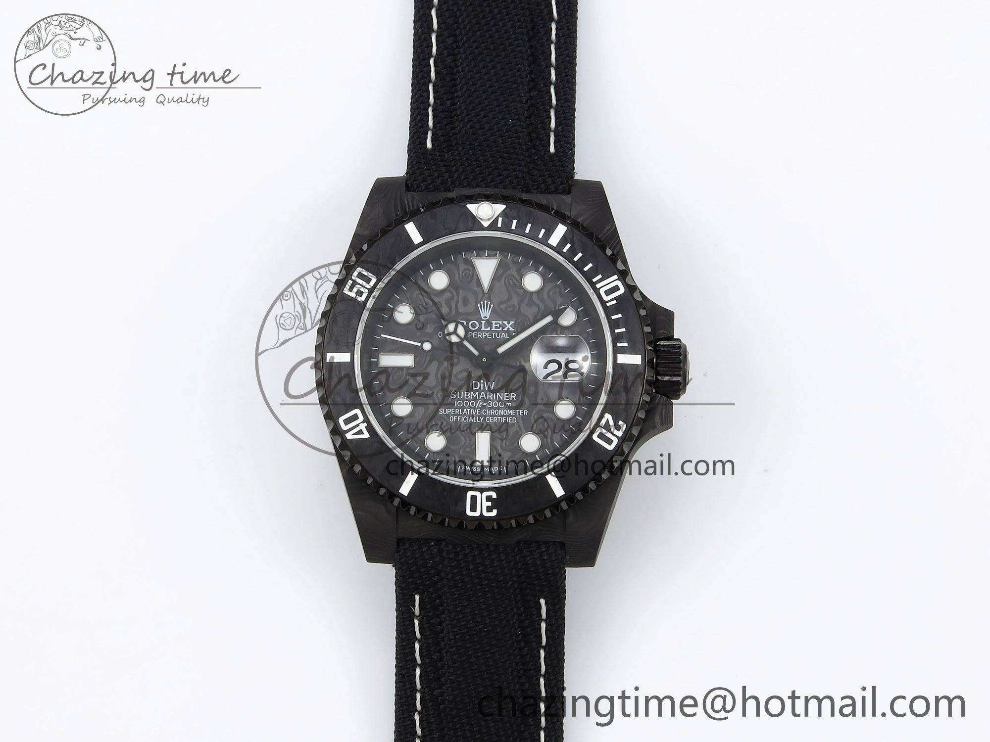 Submariner DIW Carbon IPKF 1:1 Best Edition Black White Dial on Black Nylon Strap VR Affordable 1652