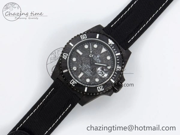 Submariner DIW Carbon IPKF 1:1 Best Edition Black White Dial on Black Nylon Strap VR Affordable 1652