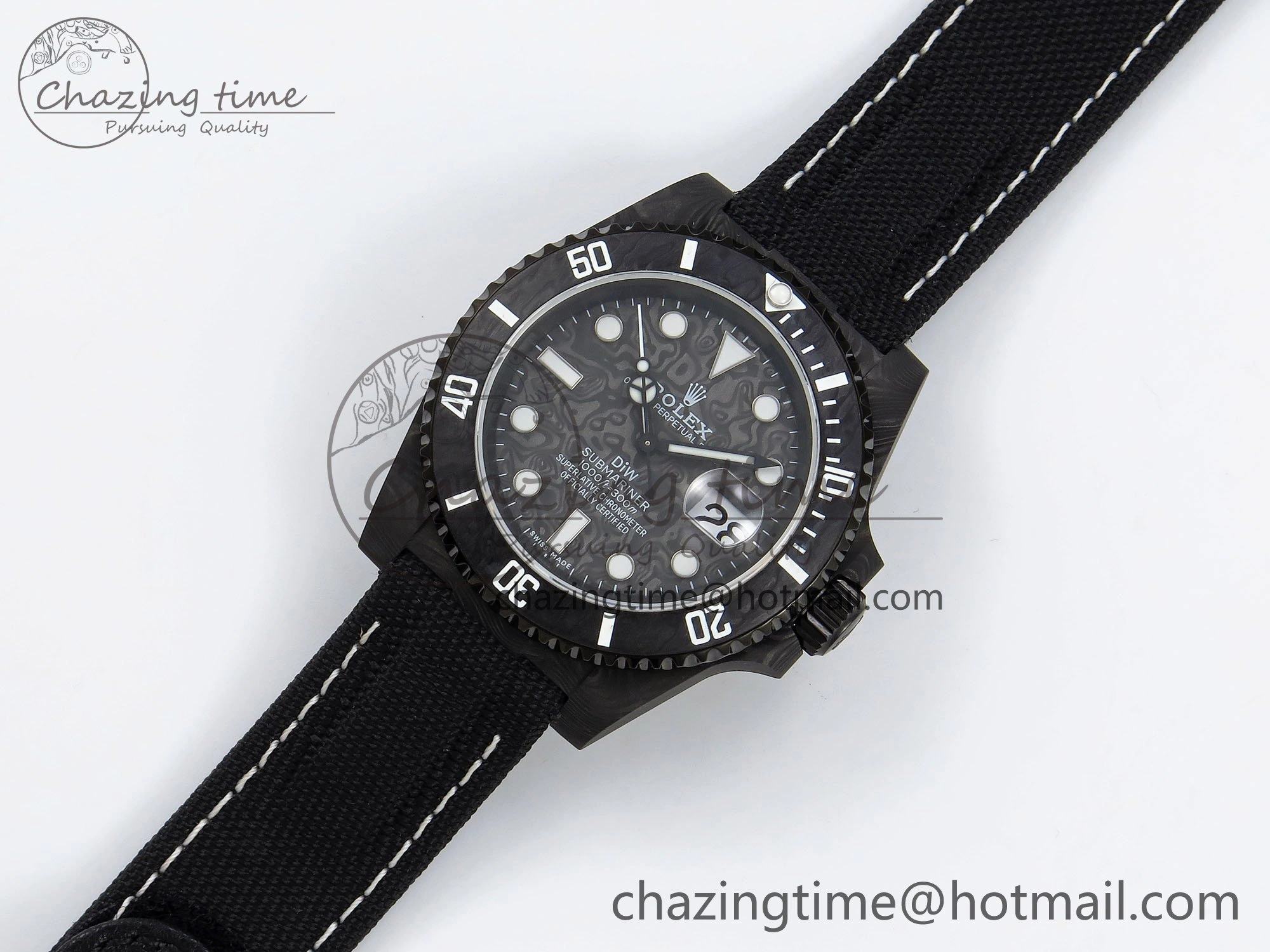 Submariner DIW Carbon IPKF 1:1 Best Edition Black White Dial on Black Nylon Strap VR Affordable 1652