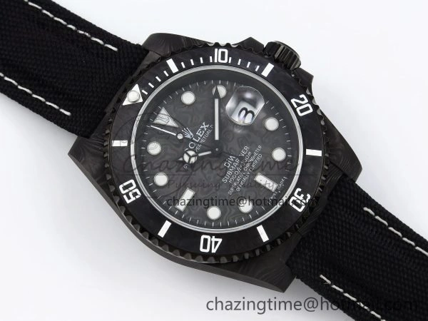 Submariner DIW Carbon IPKF 1:1 Best Edition Black White Dial on Black Nylon Strap VR Affordable 1652