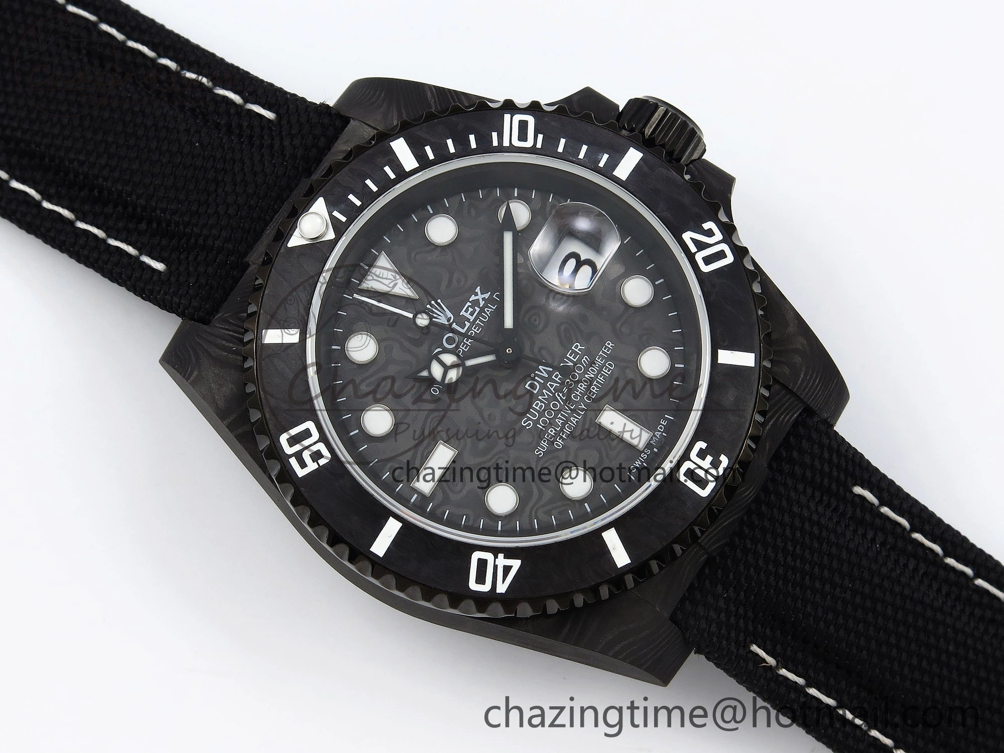Submariner DIW Carbon IPKF 1:1 Best Edition Black White Dial on Black Nylon Strap VR Affordable 1652